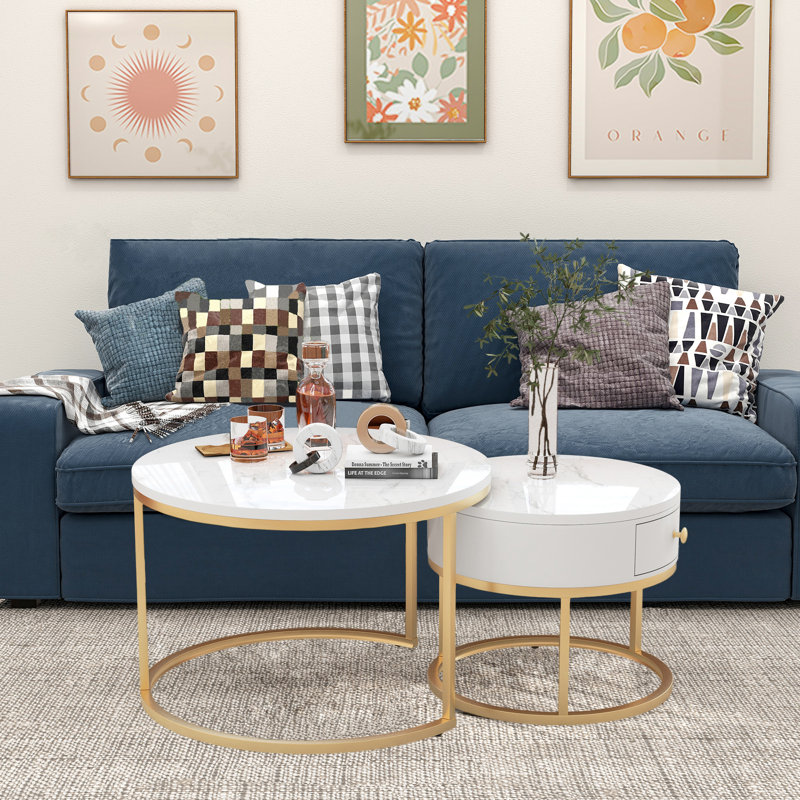 Anglina Coffee Table with Storage, White, 48" H x  70" W x 70" D