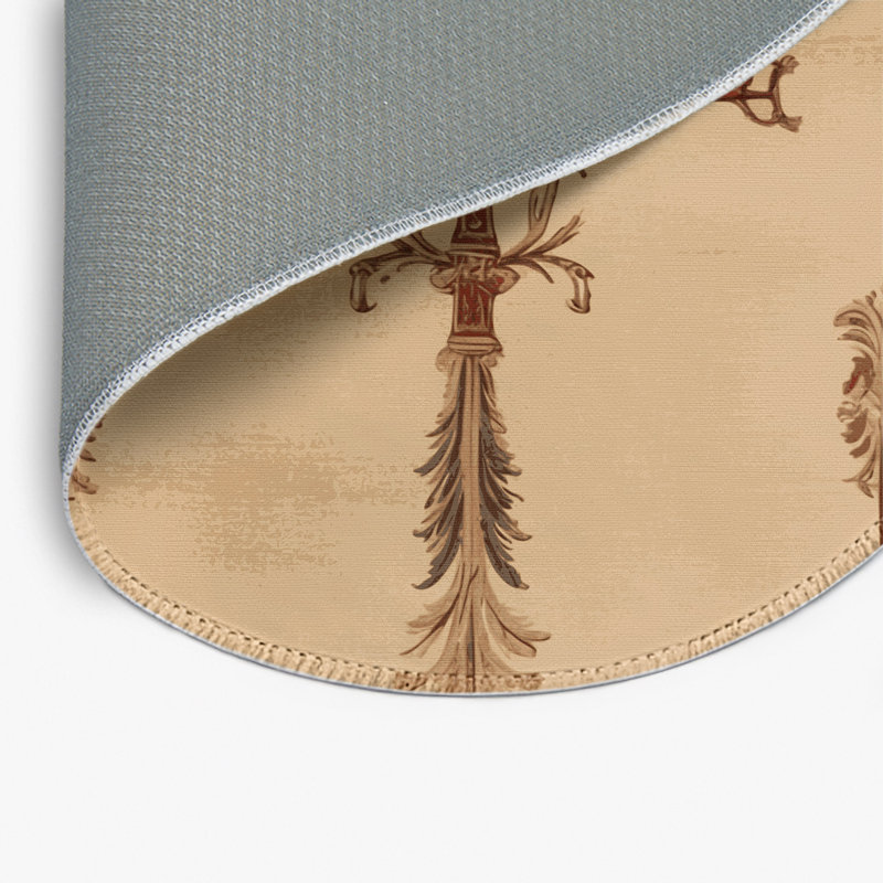 Tapis beige français d'intérieur et d'extérieur, Rond 5 pi