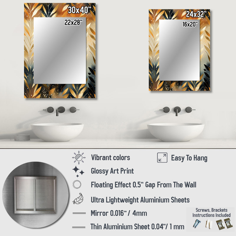 Goldern Gilded Chevron Reverie - chevron  Mirror, Chevron Decorative Wall Mirror, Printed Metal Art, 40" x 30"
