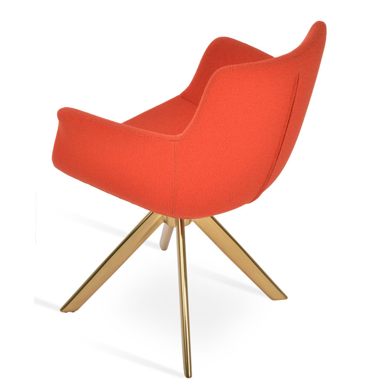 Chaise avec accoudoirs à dossier rembourré Bottega, Or, Orange