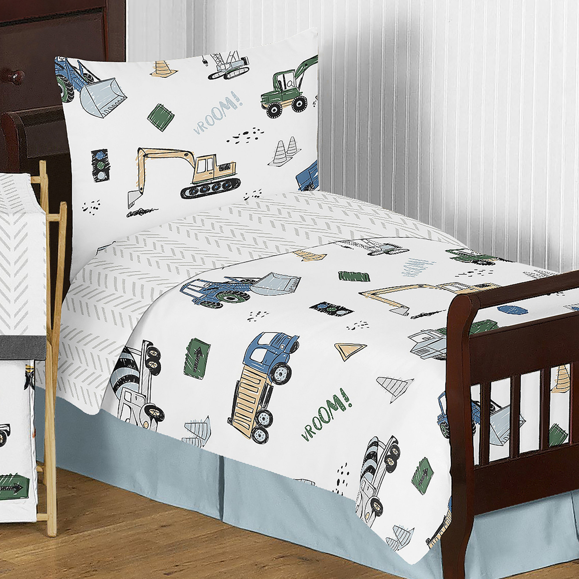 Sweet Jojo Designs Construction Truck Green And Blue 5 Piece Toddler ...