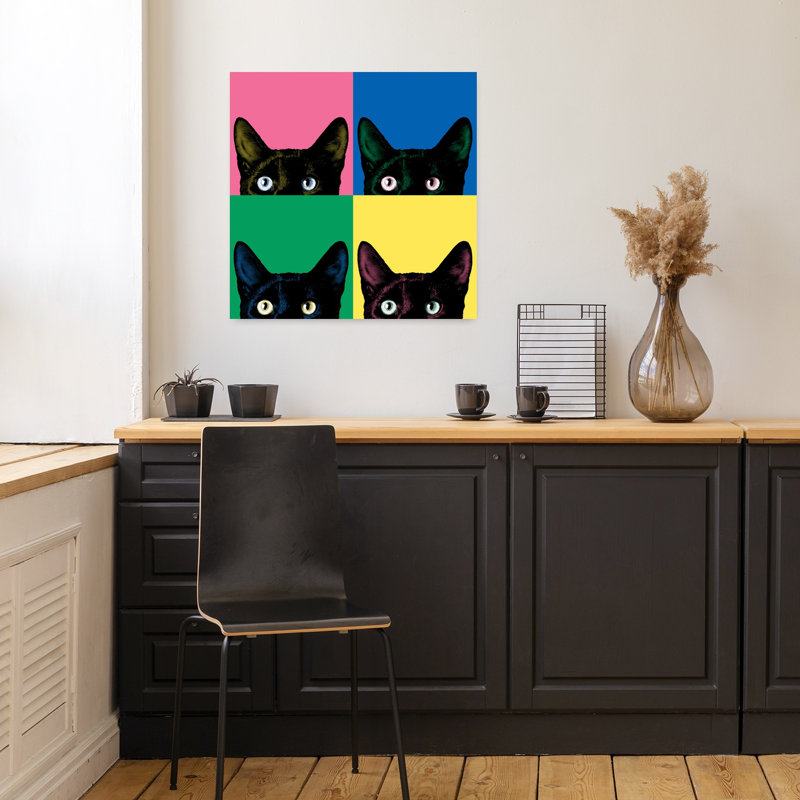 Art de chat contemporain Curiosity Pop, H 18 po x l 18 po