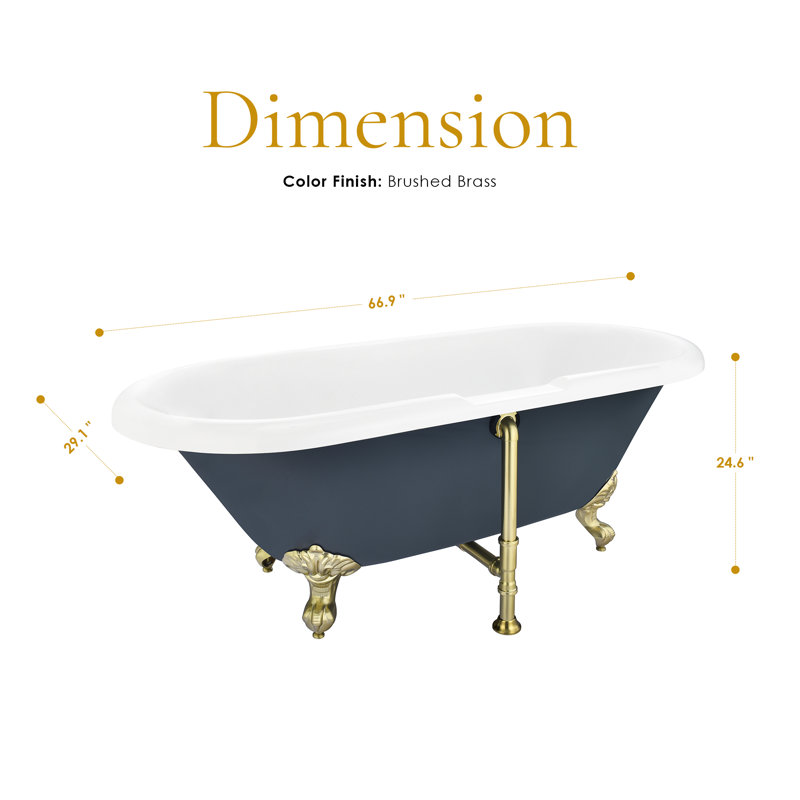 Elegant White Acrylic Clawfoot Freestanding Bathtub