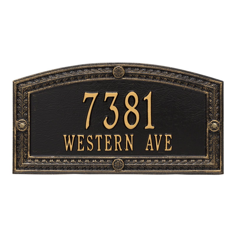 Hamilton Personalized Standard 2-Line Wall Address Plaque, Black/Gold, Yes