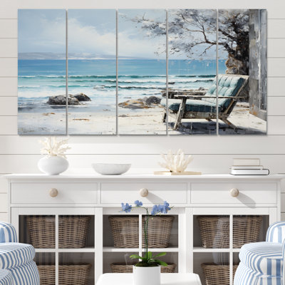 «Coastalwindows Windows To The III» - Impression sur toile nautique et de plage - 5 panneaux égaux