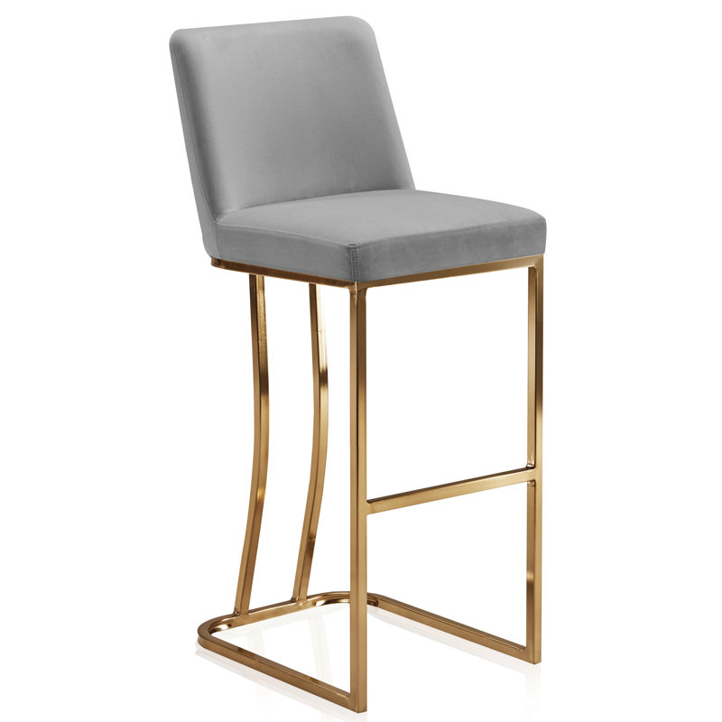 Marcelena Upholstered Counter Stool with Metal Frame, Gray