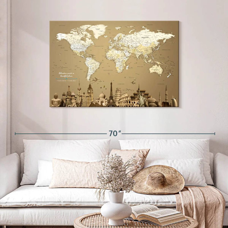 «Adventure Awaits World», punaise Amrico, H 30 po x l 45 po