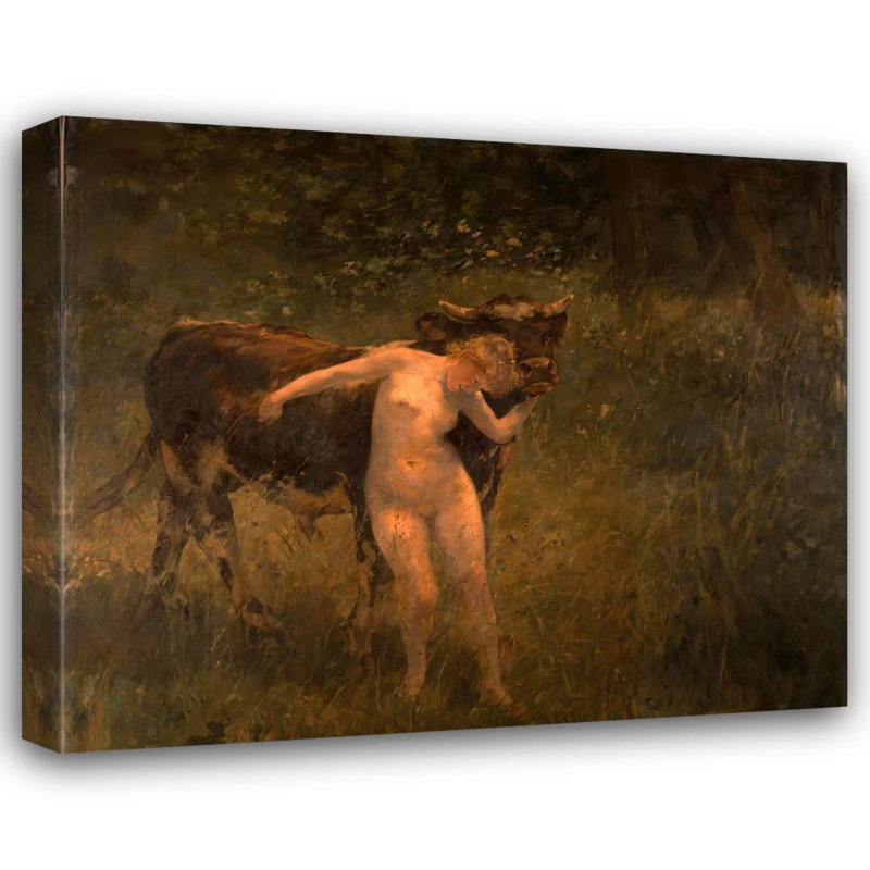 "Femme et taureau" par Alfred Philippe Roll - Art mural sur toile tendue avec châssis, H 18 po x l 14 po