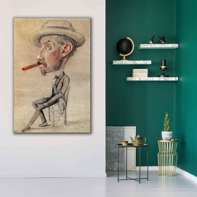 «Caricature d'un homme avec un gros cigare» par Claude Monet, estampe numérique sur toile