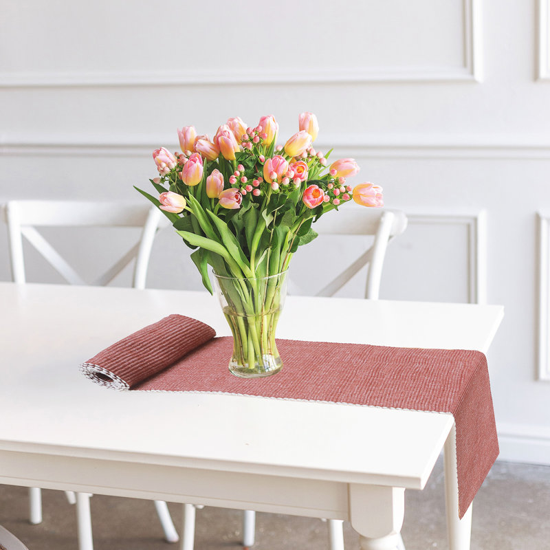 Ih Casadecor Geometric Cotton Table Runner, Clay