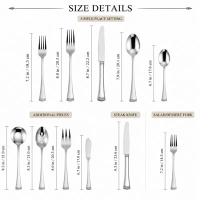 65-Piece 18/10 Silverware Set for 12