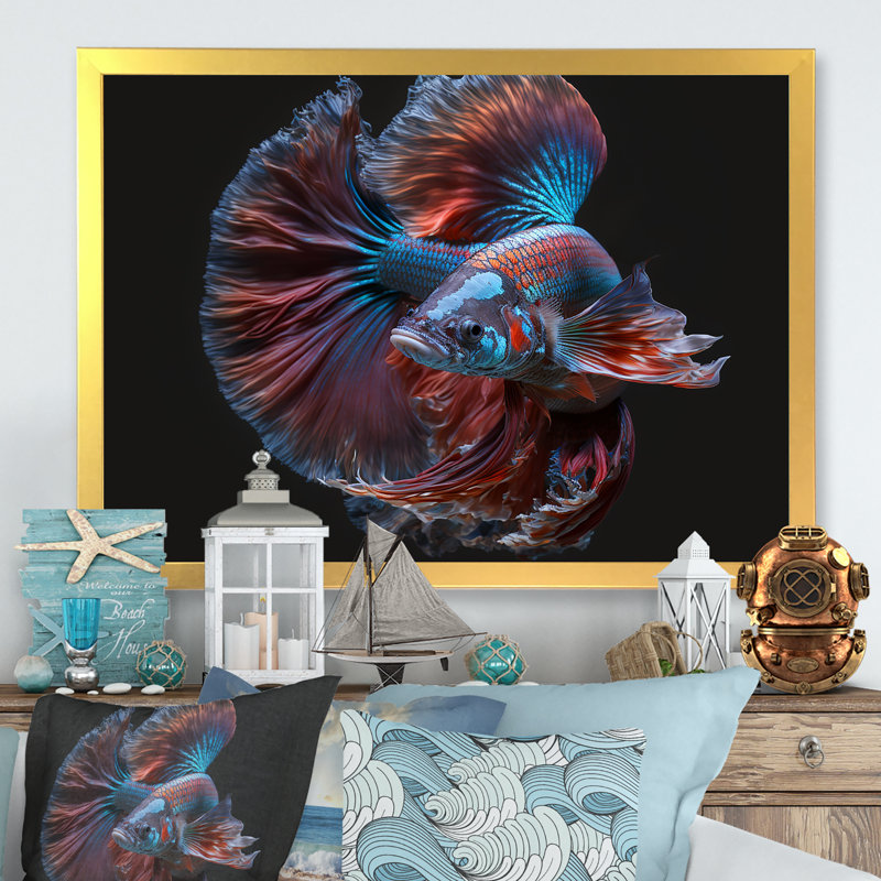 Watett - Magnifique Bettafish dans les tons de bleu et de mauve IV - Imprimé, H 12 po x l 20 po x P 1 po
