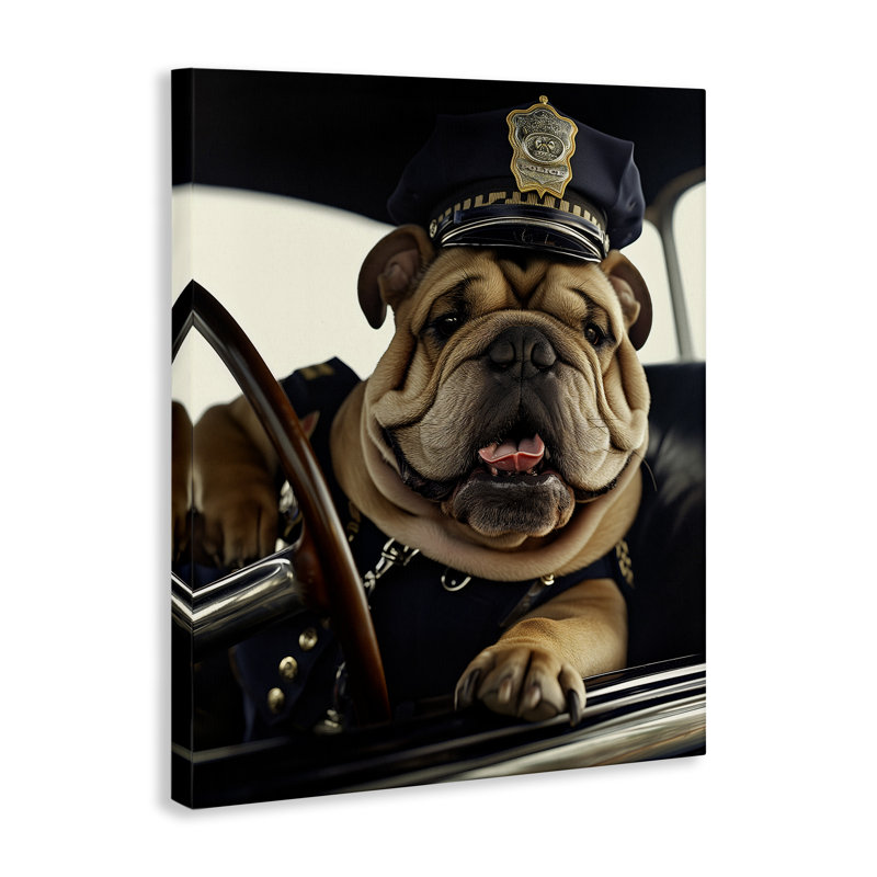 Police Dog in Car Canvas Wall Art by Ray Heere, 20" H x 16" W