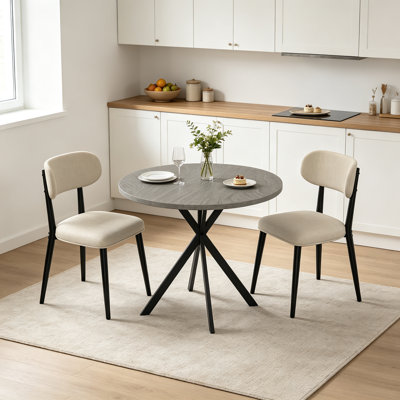 Ensemble de table de salle à manger 31,6 po pour 2, 3 pièces, ensemble de table de cuisine moderne avec 2 chaises rembourrées, petit coin repas pour la salle à manger