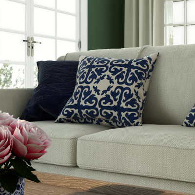 Embroidered Canvas Reversible Throw Pillow