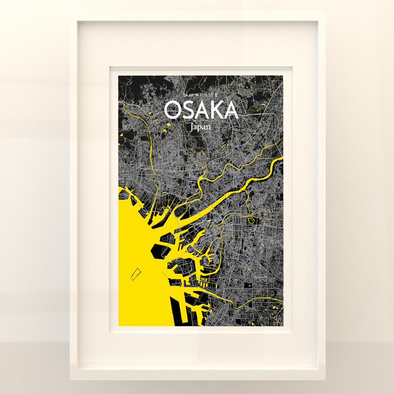 Osaka City Map In Times - No Frame Print, 27.6cm H x 19.7cm W x 0.05cm D