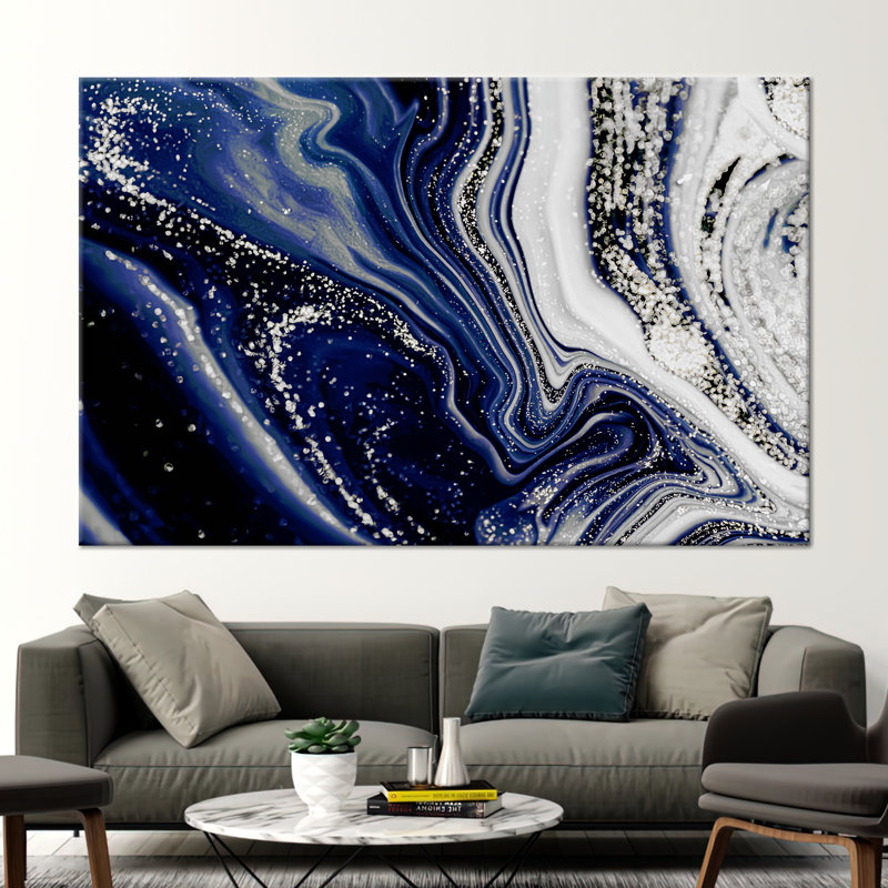 Abstract Shimmer Alcohol Ink Art on Contemporary Canvas Wall Decor, Framed Wrapped Canvas, 25 cm H x 35 cm W, Does Not Apply