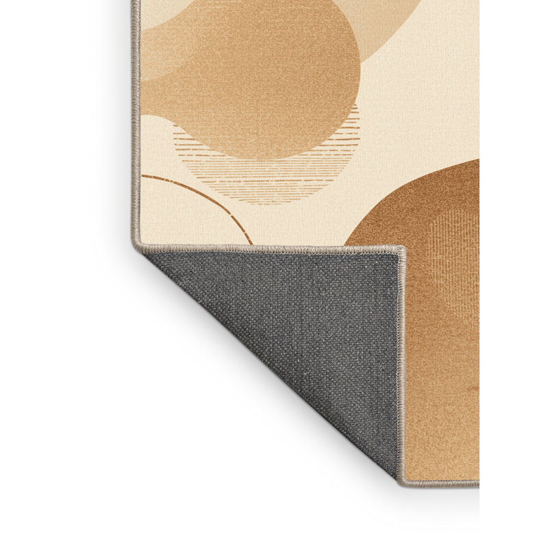 Tapis abstrait moelleux et moelleux à motif abstrait éclectique beige, 5 x 8