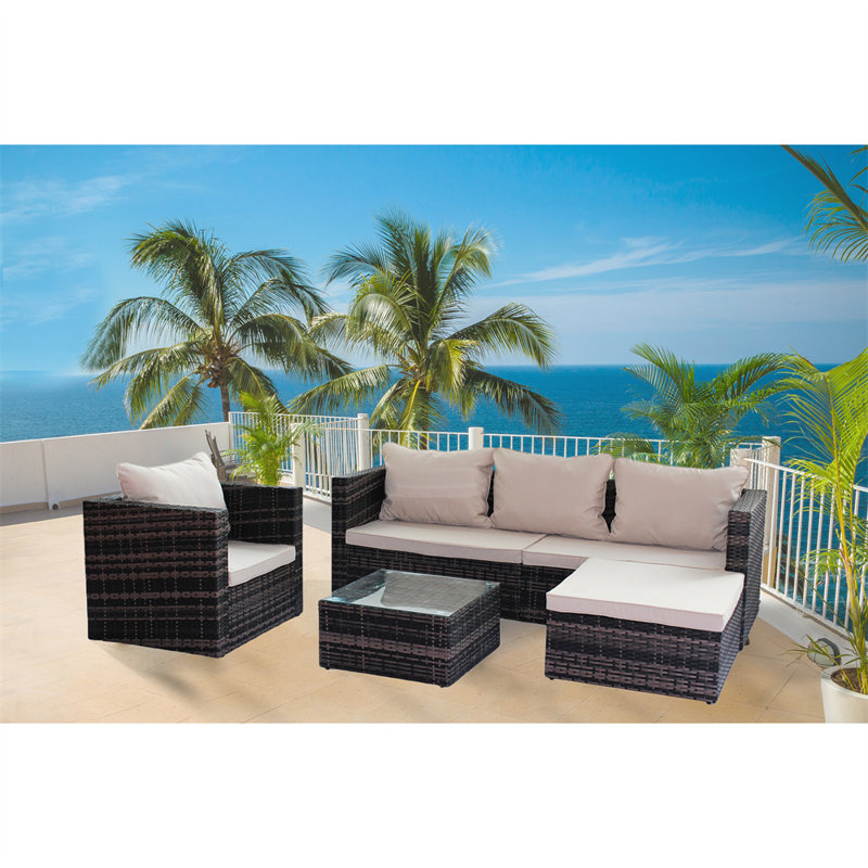 Kasie 5 - Person Modular Patio Conversation Set with Cushions