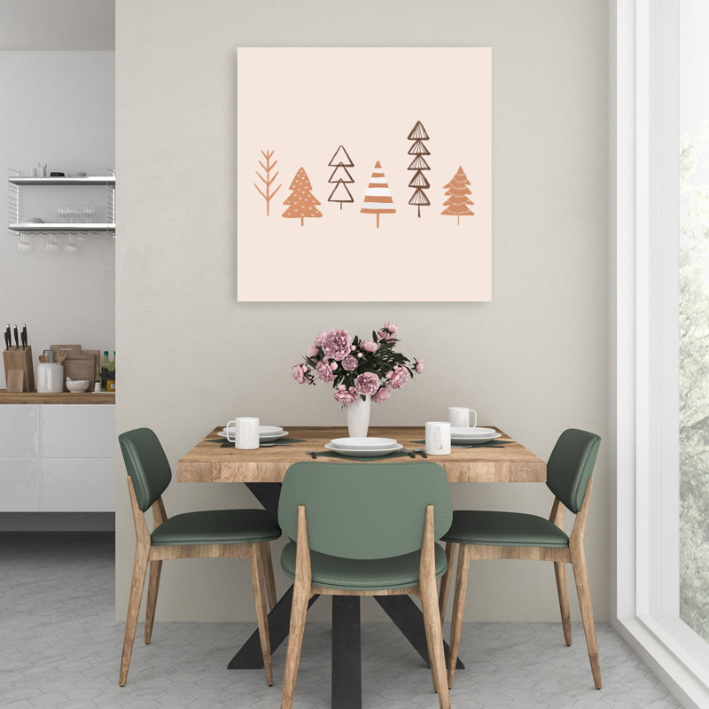 Cozy Winter Trees, abstrait géométrique, arbre de Noël contemporain, pin, forêt de sapins, impression d'art mural
