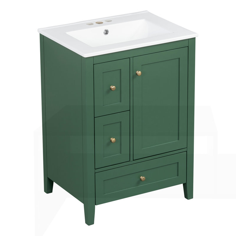 Meuble-lavabo 24 po avec rangement, Vert foncé
