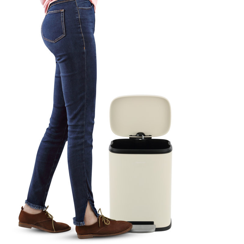Steel Step On Kitchen Trash Can - 13.2 Gallons, Limestone Beige