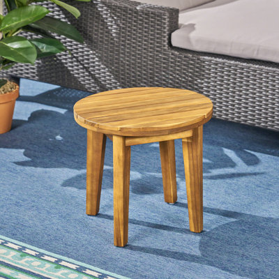 Table d'appoint en bois 16 po de style rustique, finition, structure extérieure en bois, élégance et durabilité