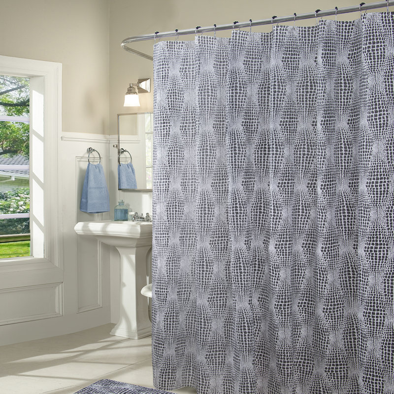 14-Piece Shower Curtain/Liner with Hooks & Memory Foam Mat, Odourless, Black, Black