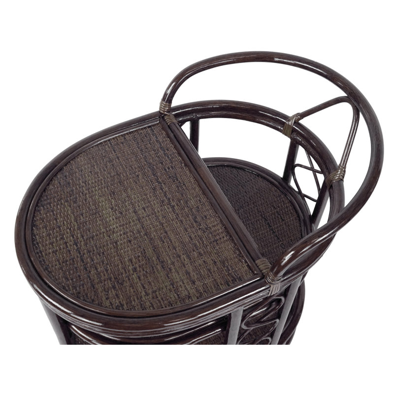 Ambrielle Rattan/Wicker Bar Cart, Dark Brown