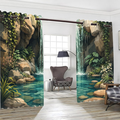 2 PCS avec œillets Serene Waterfall