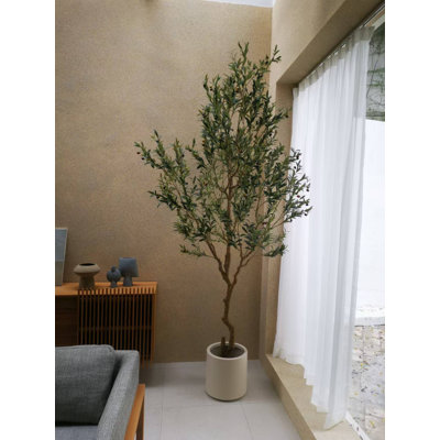 Faux Olive Tree in Pot with Realistic Leaves and Full Fruits for Home Office Living Room Decor