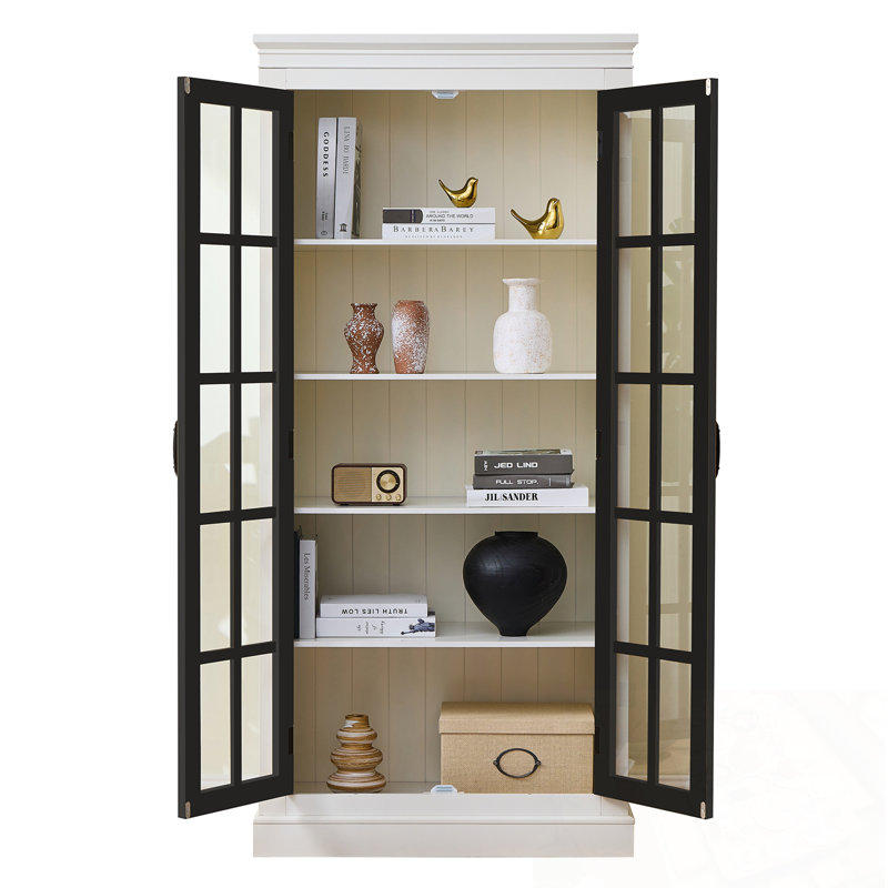 Deans avec 2 portes en verre, Black+Cream White