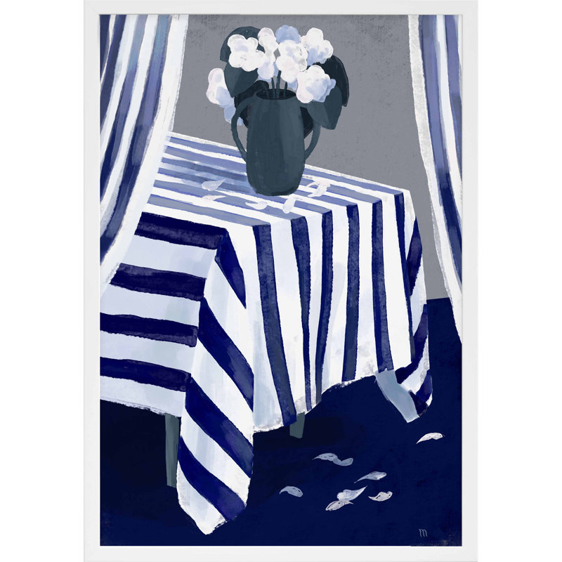 Blue Carpet Painting by Marco Marella For Studio M, 14" W x 20" H, White Framed Paper