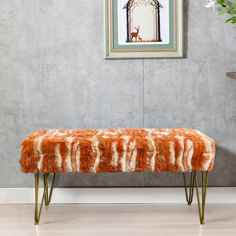 Markie Upholstered Ottoman, Burnt Orange