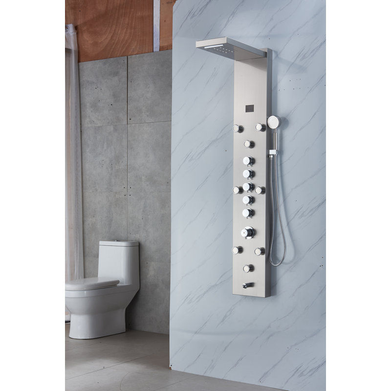 59'' Shower Panel with Fixed Shower Head, Brushed nickel