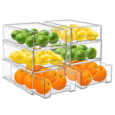 Tiroirs de réfrigérateur orbus - Bacs de rangement transparents et empilables - Contenants de rangement pour cuisine, réfrigérateur, congélateur et meuble-lavabo (paquet de 6 | grand)