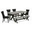 Ensemble de table de salle à manger 6 pièces moderne comprenant une table rectangulaire en bois avec pieds en X et 4 chaises Parson en tissu noir avec banc, noir brossé-278945317-278945322
