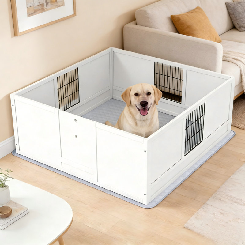 Boîte de mise bas réglable avec coussin lavable pour chiens de grande race