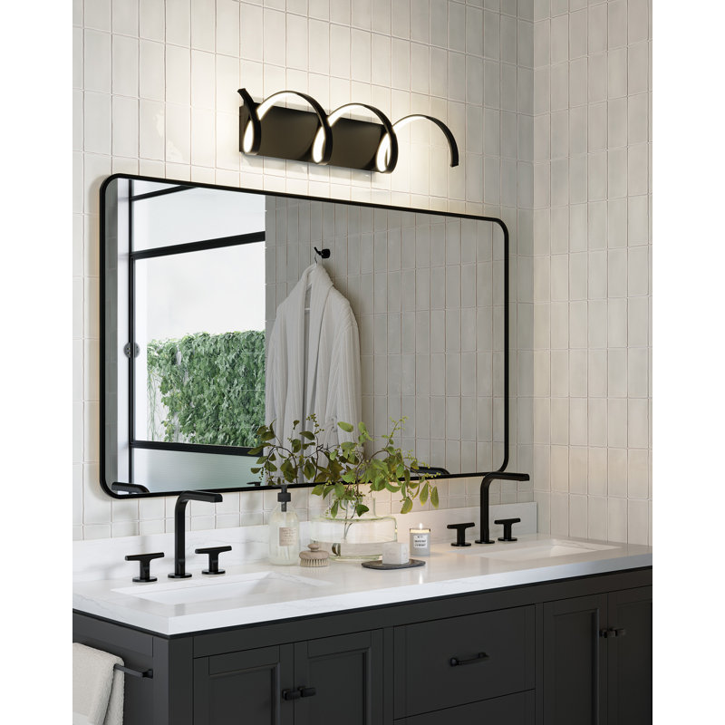 Synergy Steel LED Flush Mounted Sconce, Black, 30" H x 7" W x 8.5" D