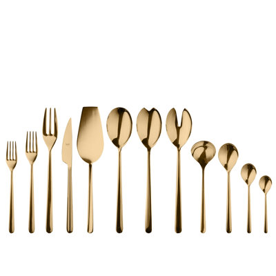 Linea Flatware Set - 67 Pieces - Ice Gold