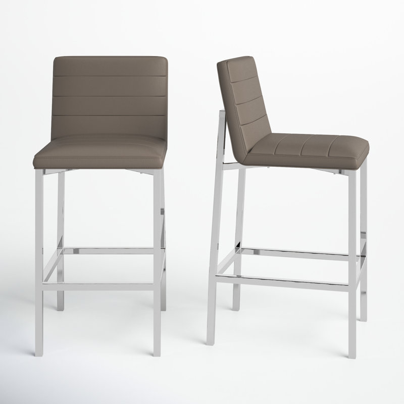Misa Upholstered Counter Stool with Metal Frame, Bar Stool (30" Seat Height), Taupe