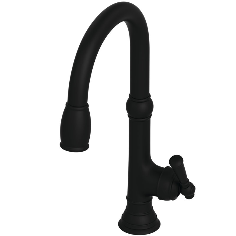 Jacobean Single Handle Pull Down Kitchen Faucet, Flat Black