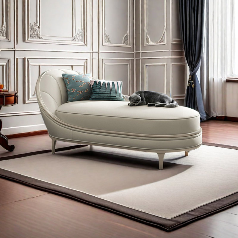 Chaise longue rembourrée en bois massif European Light Luxury