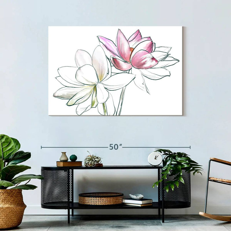 Duo de fleurs de lotus, H 30 po x l 45 po