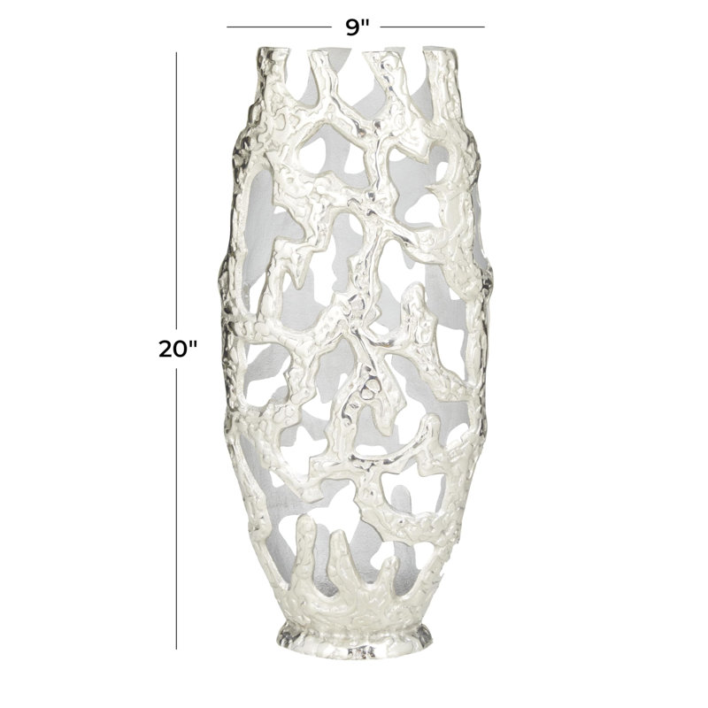 Silver Hollow Design Decorative Metal Table Vase