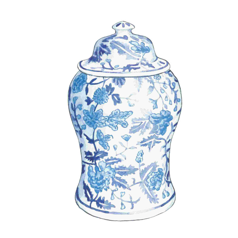 Pot à gingembre VI sur fond blanc, H 12 po x l 12 po, Non, Toile tendue