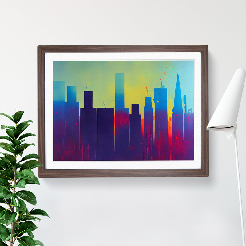 City Skyline Splash Vol.3 Abstract - Framed Print, 34cm H x 46cm W x 2cm D, Walnut Framed