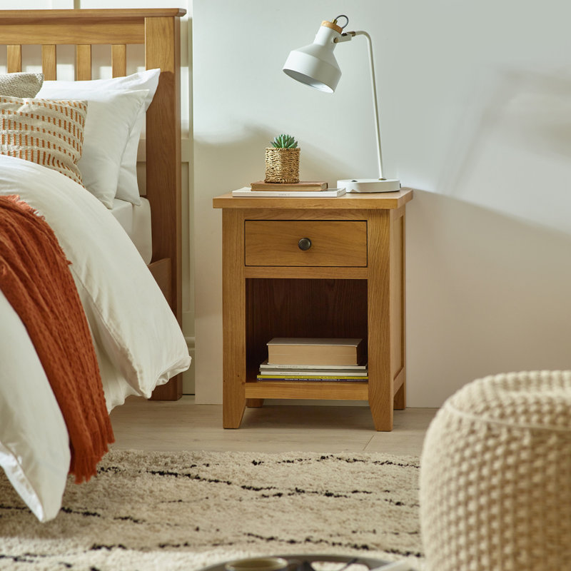 North Castle 48cm W Solid Wood Bedside Table