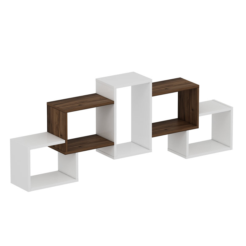 Camryn Wood Cube Shelf, White/Brown