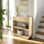 Console moderne avec 3 tiroirs à fermeture en douceur et 2 tablettes ouvertes, base en bois massif, table d'entrée pour le vestibule-1417848739-1417848741-1417848743